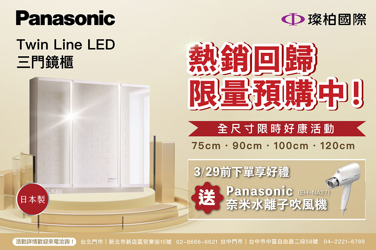 Panasonic Twin Line LED 三門鏡櫃 促銷優惠